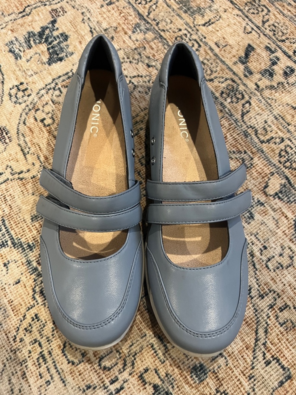 Vionic Cala Double-Strap Mary Jane Sky Blue Flats size 8